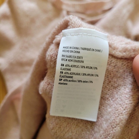 American Eagle Sweater Womens Medium Pink Bell Sleeves Criss Cross Neckline - Picture 6 of 8
